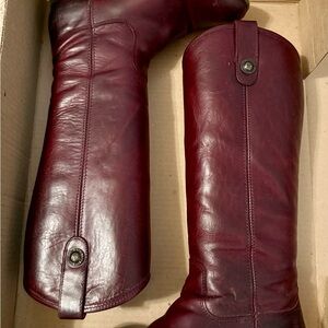 Leather Frye Boots Size 7.5 | Melissa Button Style | Bordeaux color